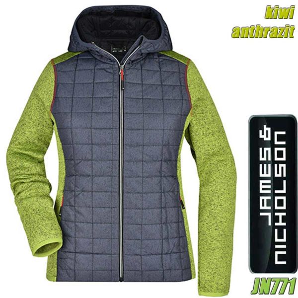 Damen Strick Hybrid Jacke, JN771, James&Nicholson