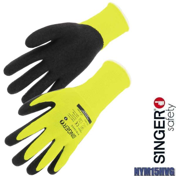 Schutzhandschuh, HI-VIS, Latex, nahtlos, NYM15HVG, SINGER Safety