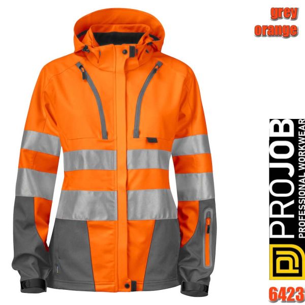 Funktionelle Softshell Damenjacke, HI-VIS, Klasse 3/2 - PROJOB 6423