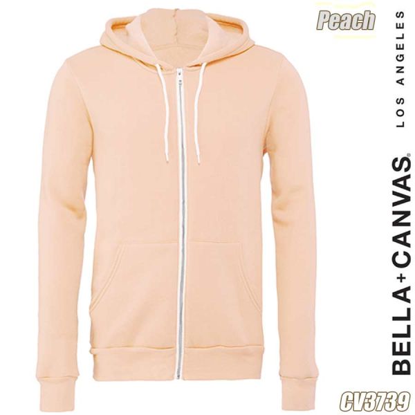 Unisex Poly-Cotton Fleece Full-Zip Hoodie, Bella+Canvas, 3739