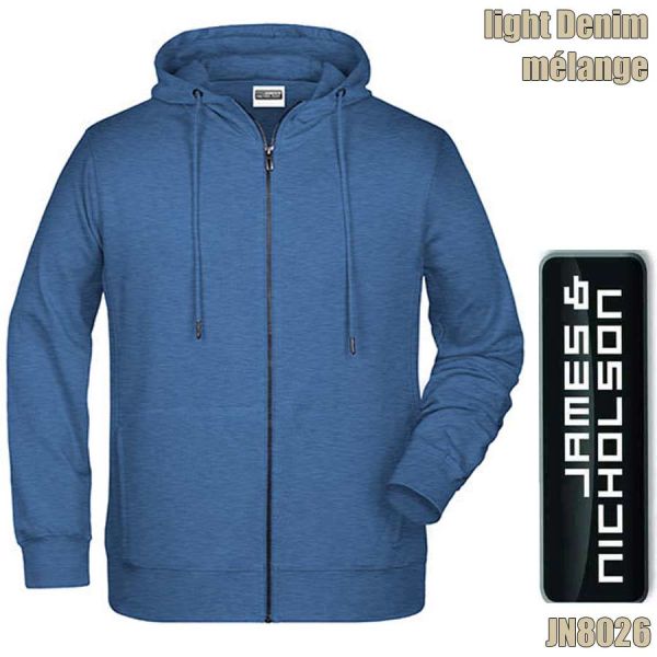 Herren ZIP-Hoody JN8026, JAMES&NICHOLSON