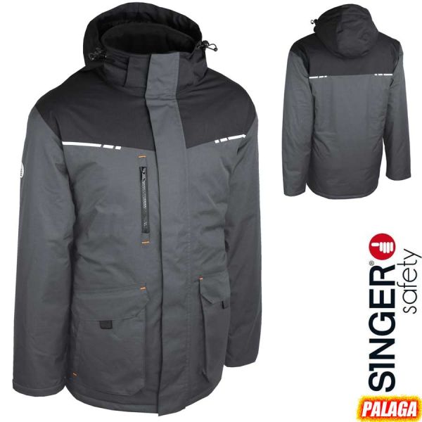 Singer-Wetterparka, Ripstop, schwarz-grau, PALAGA