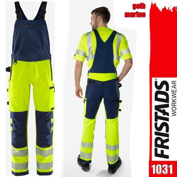 HIGH VIS GREEN Stretch-Latzhose KL. 2 - 1031, FRISTADS, 134190