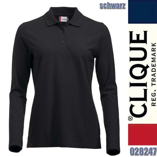 Classic Marion L/S Langarm Polo, Clique - 028247, schwarz