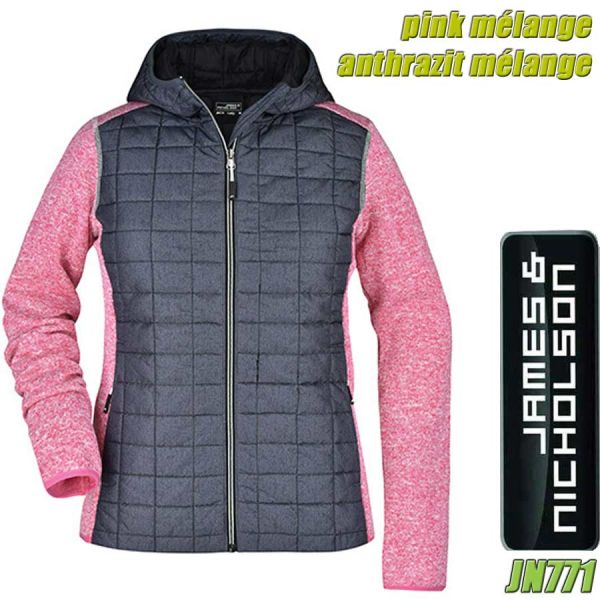 Damen Strick Hybrid Jacke, JN771, James&Nicholson