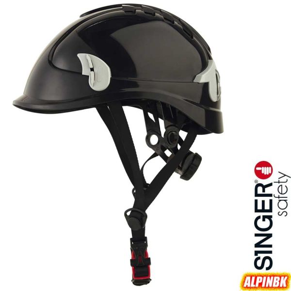 Rigger Helm, schwarz, Bauhelm belueftet, ALPINBK, SINGER Safety