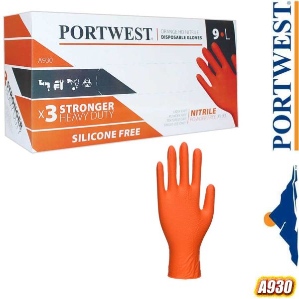 Orange,-dicke-Nitril-Einweg-Handschuhe,-ungepudert,-A930,-PORTWEST