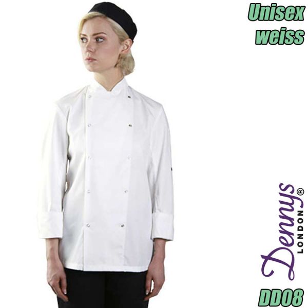 Langarm Kochbluse, Snap Stud, Unisex, Dennys LONDON, DD08-DL008