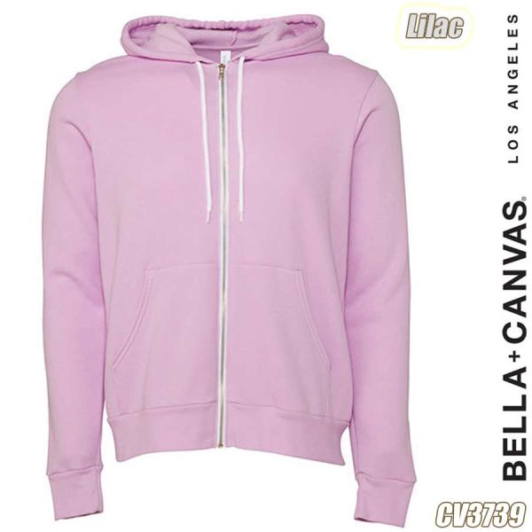 Unisex Poly-Cotton Fleece Full-Zip Hoodie, Bella+Canvas, 3739