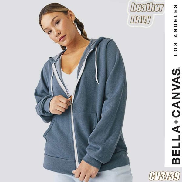 Unisex Poly-Cotton Fleece Full-Zip Hoodie, Bella+Canvas, 3739